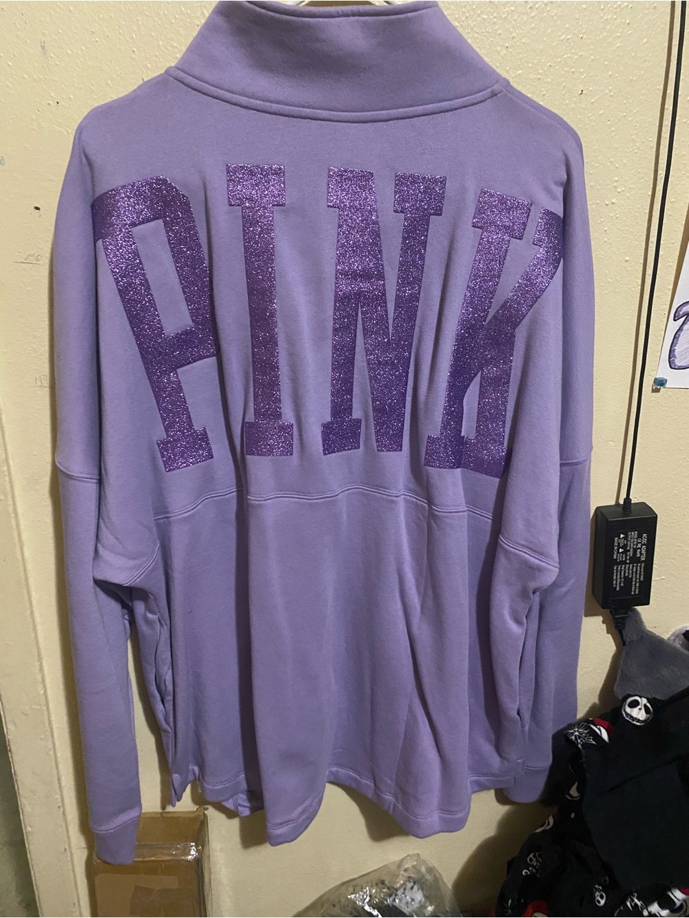 PINK Victoria's Secret Lavender Zip-Up Sweatshirt - Picture 2 of 4